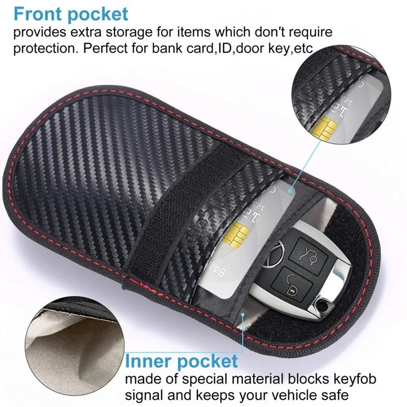 Car Key Signal Blocker Case Faraday Cage Fob Pouch Keyless Rfid Blocking Bag Car Accessories