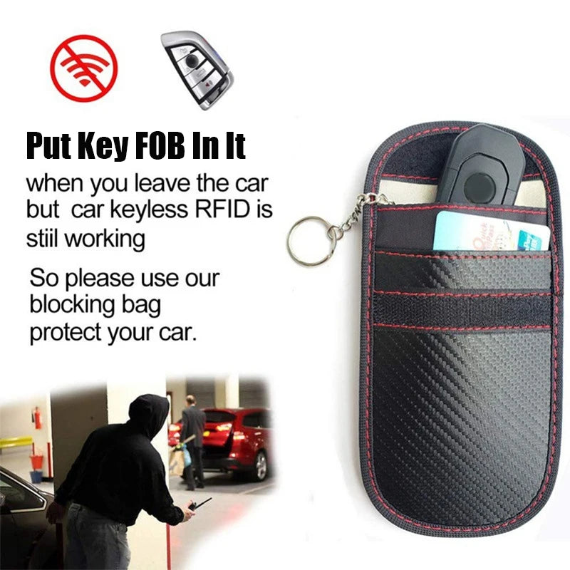 Car Key Signal Blocker Case Faraday Cage Fob Pouch Keyless Rfid Blocking Bag Car Accessories