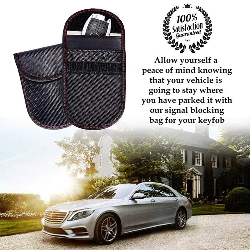 Car Key Signal Blocker Case Faraday Cage Fob Pouch Keyless Rfid Blocking Bag Car Accessories