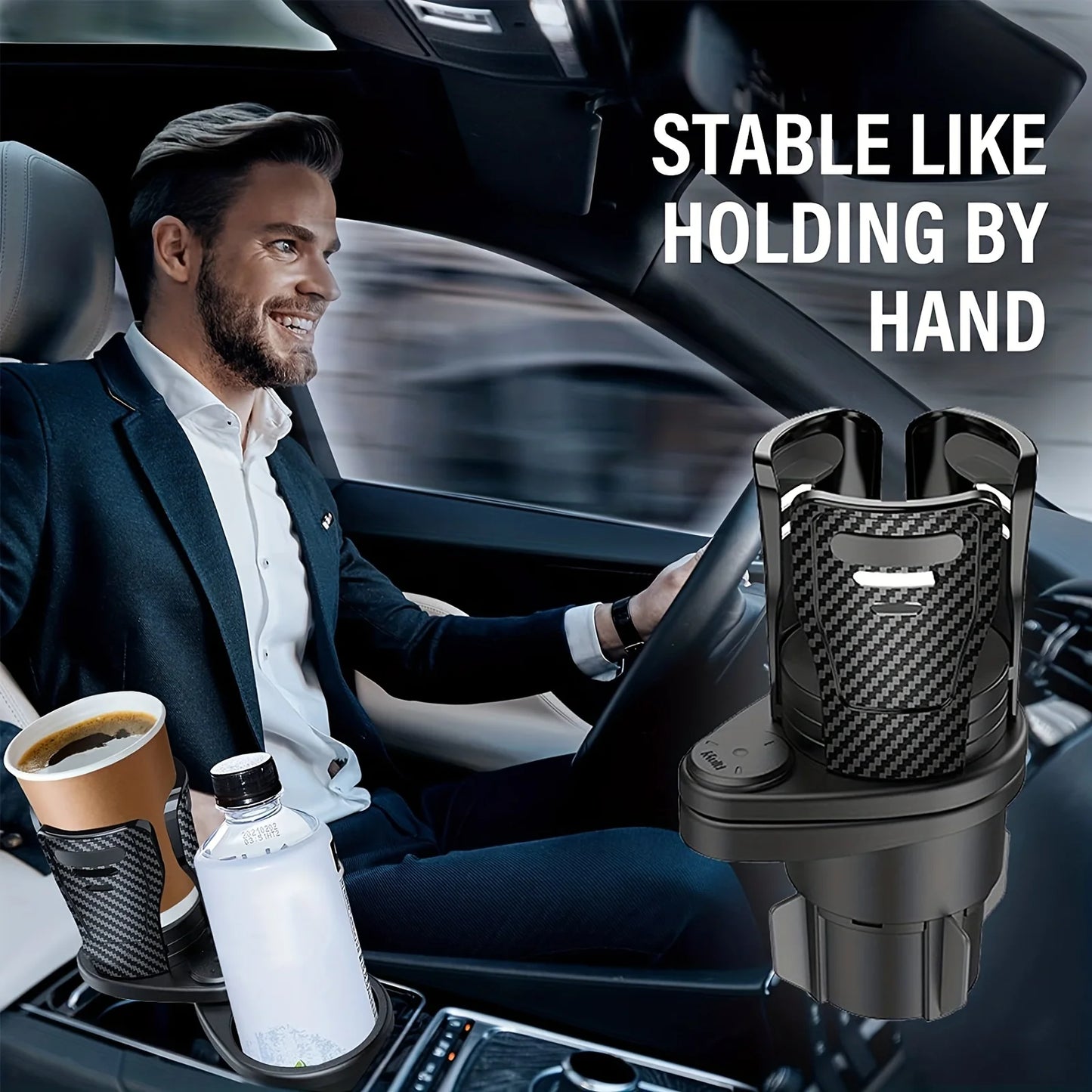 2 In 1 Vehicle Mounted Slipproof Cup Holder 360 Degree Rotating Water Car Cup Holder Multifunctional Auto Accessory